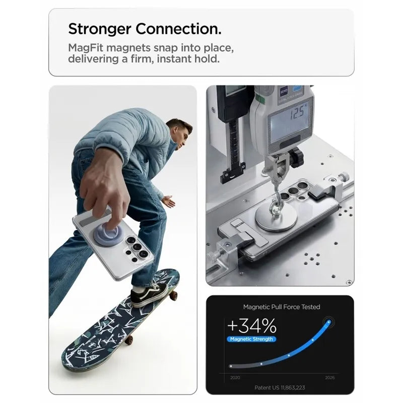 Spigen Ultra Hybrid S Mag MagSafe – dėklas Samsung Galaxy S26 Ultra (skaidrus / baltas)