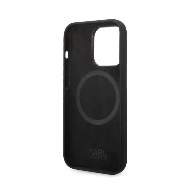 Karl Lagerfeld Liquid Silicone Karl & Choupette MagSafe – dėklas iPhone 14 Pro (juodas)