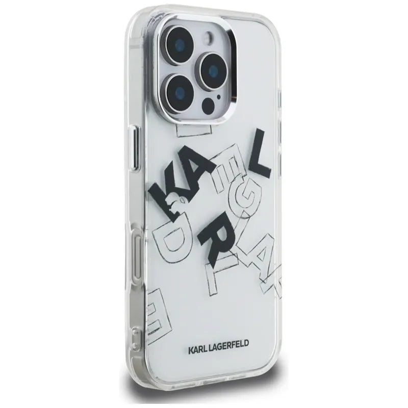 Karl Lagerfeld IML Sketched Graphic – dėklas iPhone 16 Pro (skaidrus)