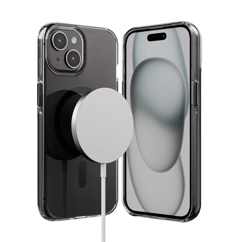 Crong Clear MAG Pro – iPhone 15 MagSafe dėklas (juodas)