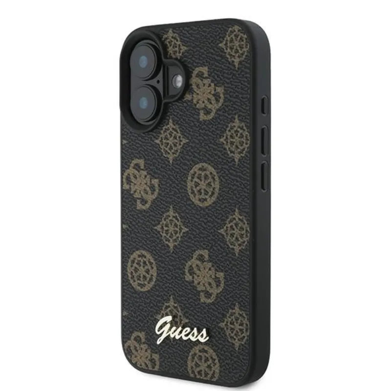 Guess Peony Script MagSafe – dėklas iPhone 16 Plus (juodas)