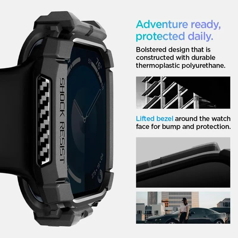 Spigen Rugged Armor – dėklas Apple Watch 10 42 mm (matinė juoda)