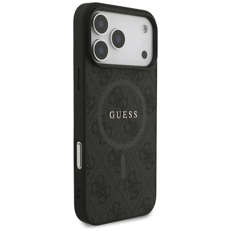 Guess 4G Ring Classic Logo MagSafe dėklas iPhone 17 Pro Max (juodas)
