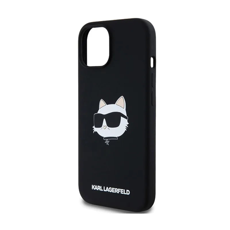Karl Lagerfeld Silicone Choupette Head MagSafe – dėklas iPhone 15 Plus / 14 Plus (juodas)