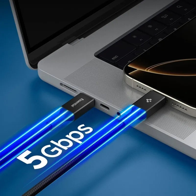 „Spigen EB10010CC Essential“ – USB-C į USB-C PD laidas, 100 W, 1 m (juodas)