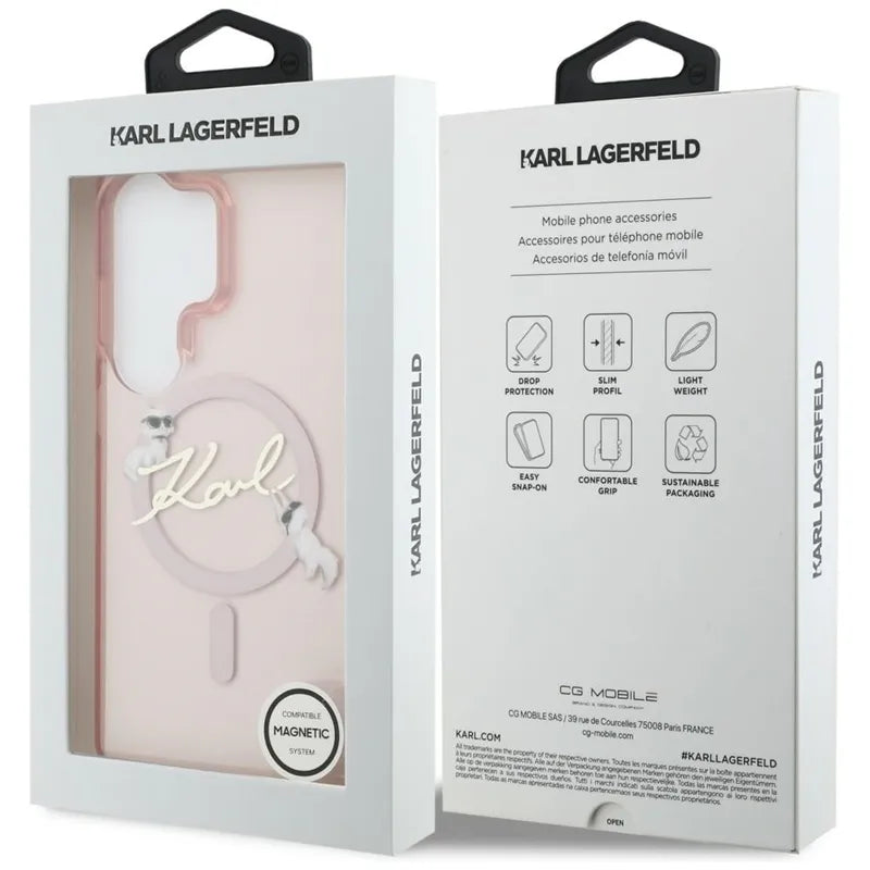 Karl Lagerfeld IML KC Script MagSafe – Samsung Galaxy S26 Ultra dėklas (rožinis)
