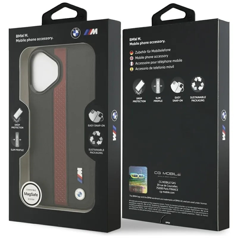 BMW M Perforated Stripe Logo MagSafe – iPhone 17 dėklas (raudonas)