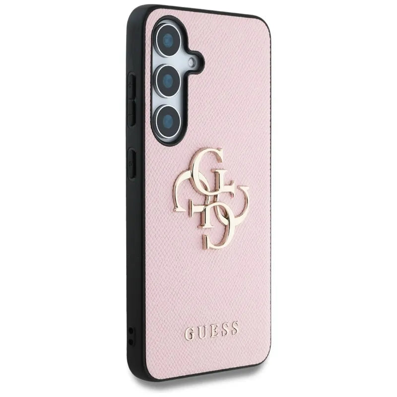 Guess Grained Big 4G Logo Small Classic Logo – dėklas Samsung Galaxy S25+ (rožinis)