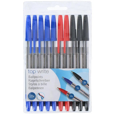 Topwrite – tušinukų rinkinys, 10 vnt. (mėlyni/juodi/raudoni)