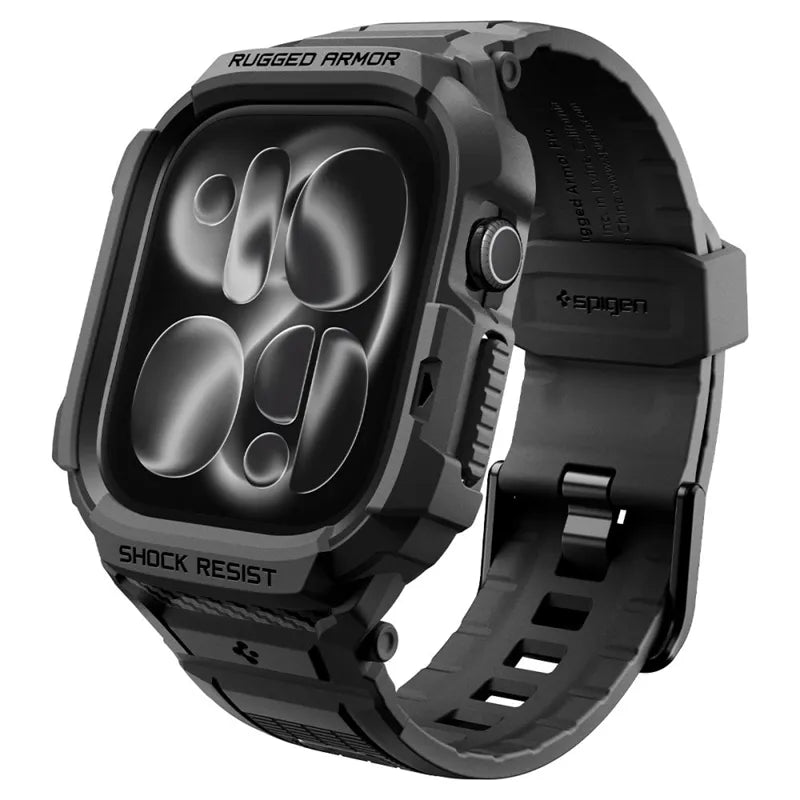 „Spigen Rugged Armor Pro“ – apyrankė su dėklu, skirta „Apple Watch 12“, 42 mm (matinė juoda)