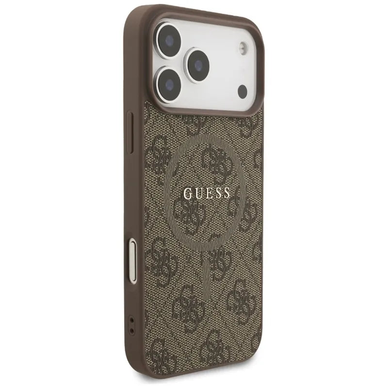 Guess 4G Ring Classic Logo MagSafe – dėklas iPhone 17 Pro Max (rudos spalvos)