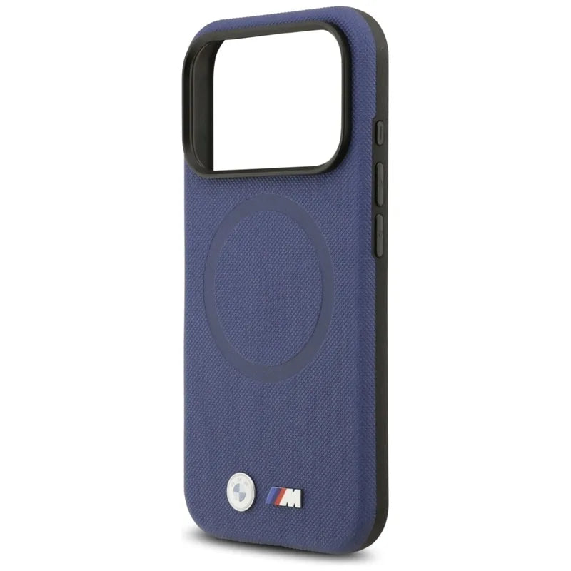 BMW M FW Metal Logo MagSafe – dėklas iPhone 17 Pro Max (tamsiai mėlynas)