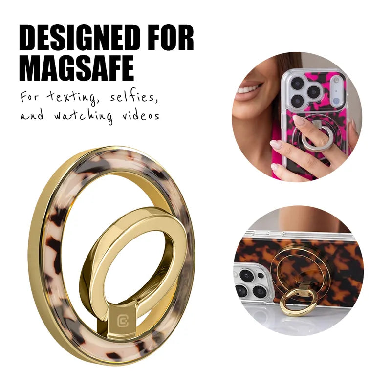Crong Deluxe RING Holder – MagSafe magnetinis telefono laikiklis (Blonde Tortoise)