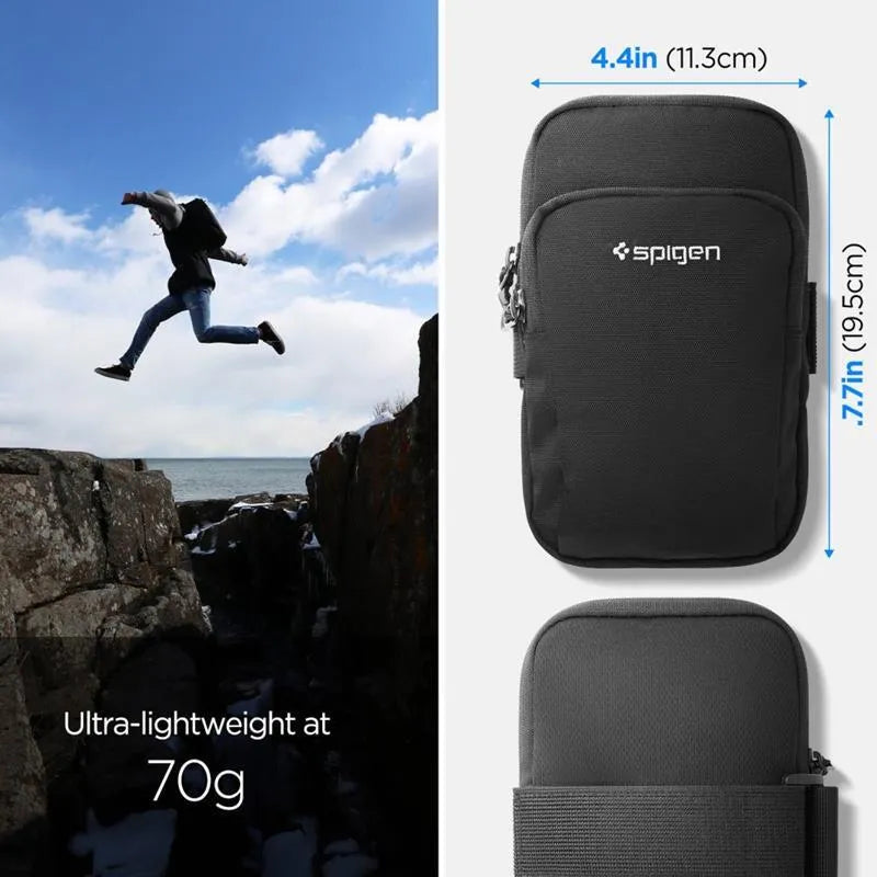 Spigen A702 Dynamic Shield sportinė apyrankė – dėklas / sportinė apyrankė išmaniajam telefonui iki 6,9" (juoda)