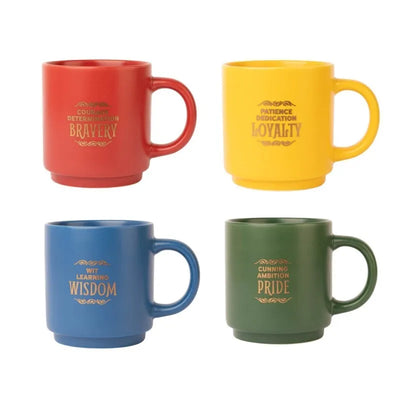 Harry Potter – 4 keramikinių puodelių su stovu rinkinys, 300 ml, Hogvartso koledžai