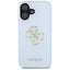 Guess Grained Big 4G Logo Small Classic Logo - dėklas iPhone 16 (mėlynas)