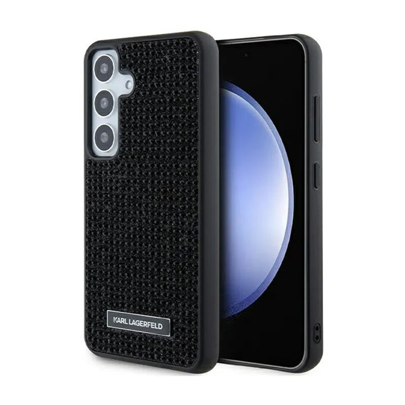 Karl Lagerfeld Rhinestone Metal Logo – dėklas Samsung Galaxy S24+ telefonui (juodas)
