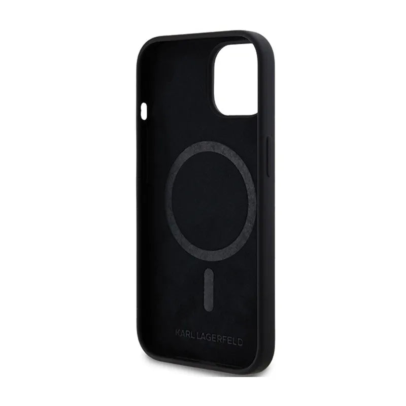Karl Lagerfeld Silicone Choupette Head MagSafe – dėklas iPhone 15 Plus / 14 Plus (juodas)