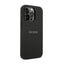 Guess Saffiano Metal Logo Stripes – dėklas iPhone 14 Pro (juodas)