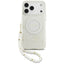Guess IML Flowers Electro Pearl Strap MagSafe – Dėklas iPhone 17 Pro Max (baltas)