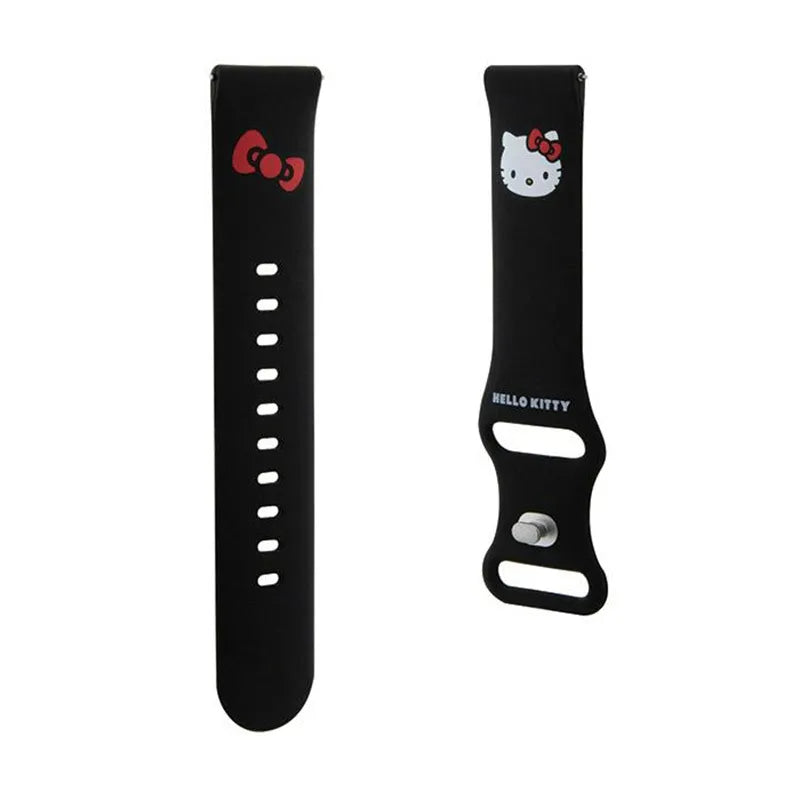 Hello Kitty Silicone Kitty Head – universalus 20 mm dirželis išmaniajam laikrodžiui (juodas)