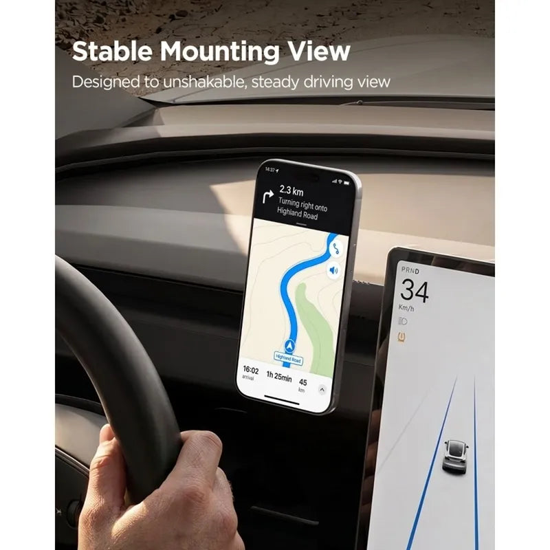 Spigen MFT35-1 magnetinis automobilinis laikiklis prietaisų skydeliui, stiklui ir ekranui – magnetinis automobilinis laikiklis MagSafe (juodas)