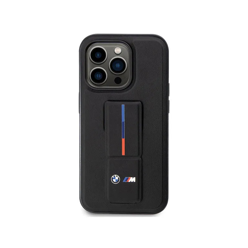 BMW Grip Stand Hot Stamp – dėklas iPhone 14 Pro Max (juodas)