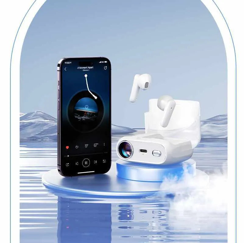 WEKOME S28 Pop Digital Series – „Bluetooth V5.3“ TWS belaidės ausinės su įkrovimo dėklu ir projektoriaus funkcija (baltos)