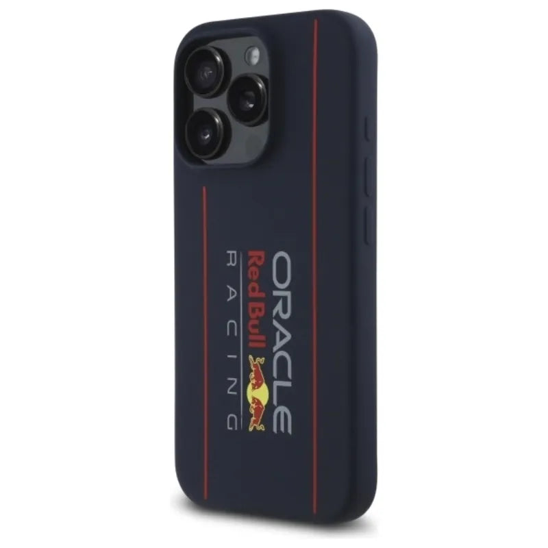 Red Bull Silicone Vertical Logo MagSafe – iPhone 16 Pro Max dėklas (tamsiai mėlynas)