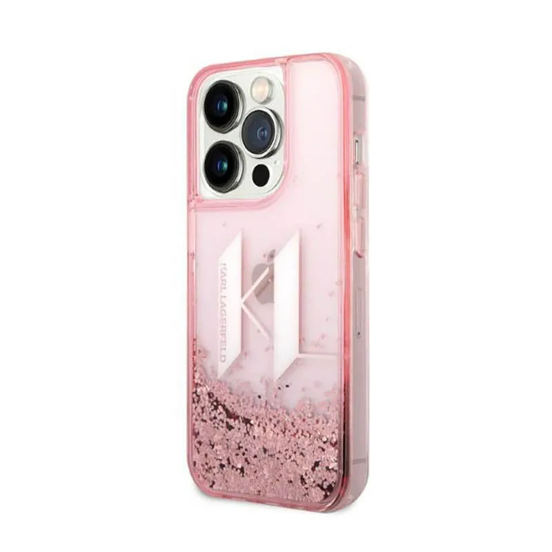 Karl Lagerfeld Liquid Glitter Big Logo dėklas – dėklas iPhone 14 Pro telefonui (rožinis)
