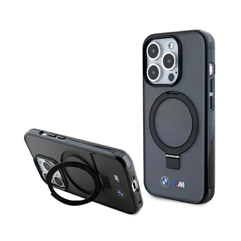 BMW Ring Stand M Collection MagSafe dėklas, skirtas iPhone 15 Pro (juodas)