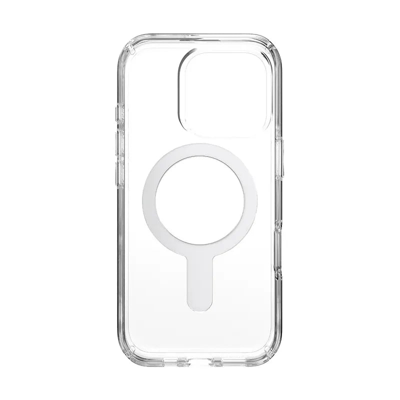 Speck Presidio Perfect-Clear ClickLock & MagSafe dėklas - iPhone 16 Pro (skaidrus / chromo apdaila / Serene Silver)
