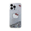 Hello Kitty Liquid Glitter Charms Kitty Head dėklas, skirtas iPhone 15 Pro Max (sidabrinis)