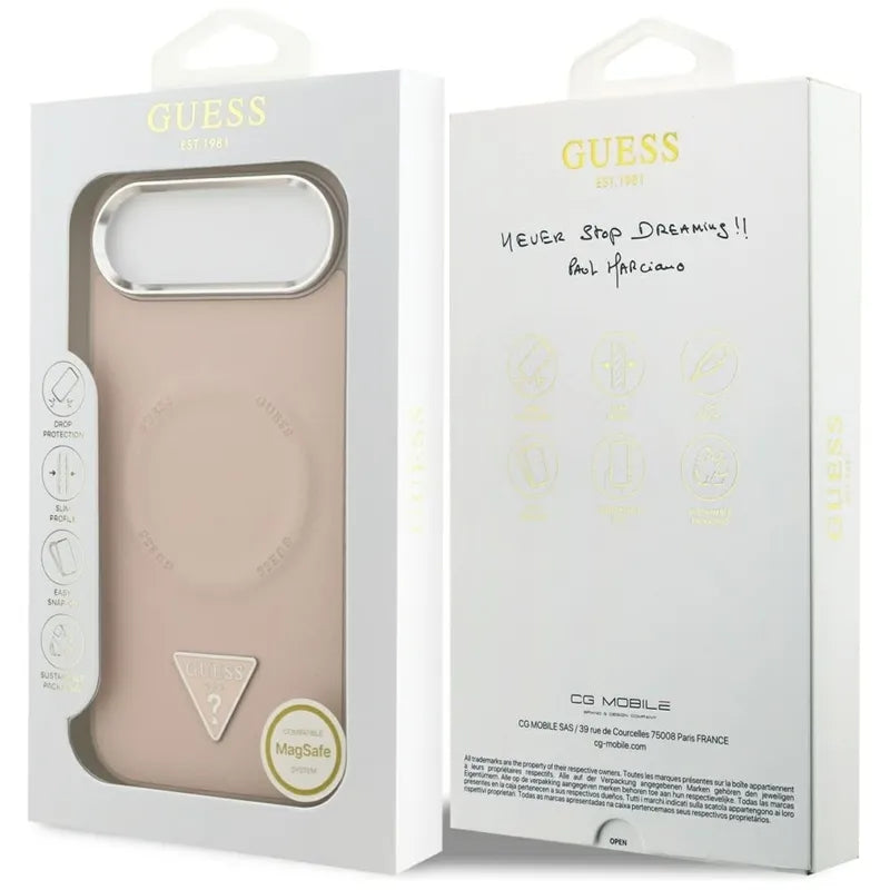 Guess Triangle Logo MagSafe – dėklas iPhone Air (rožinis)