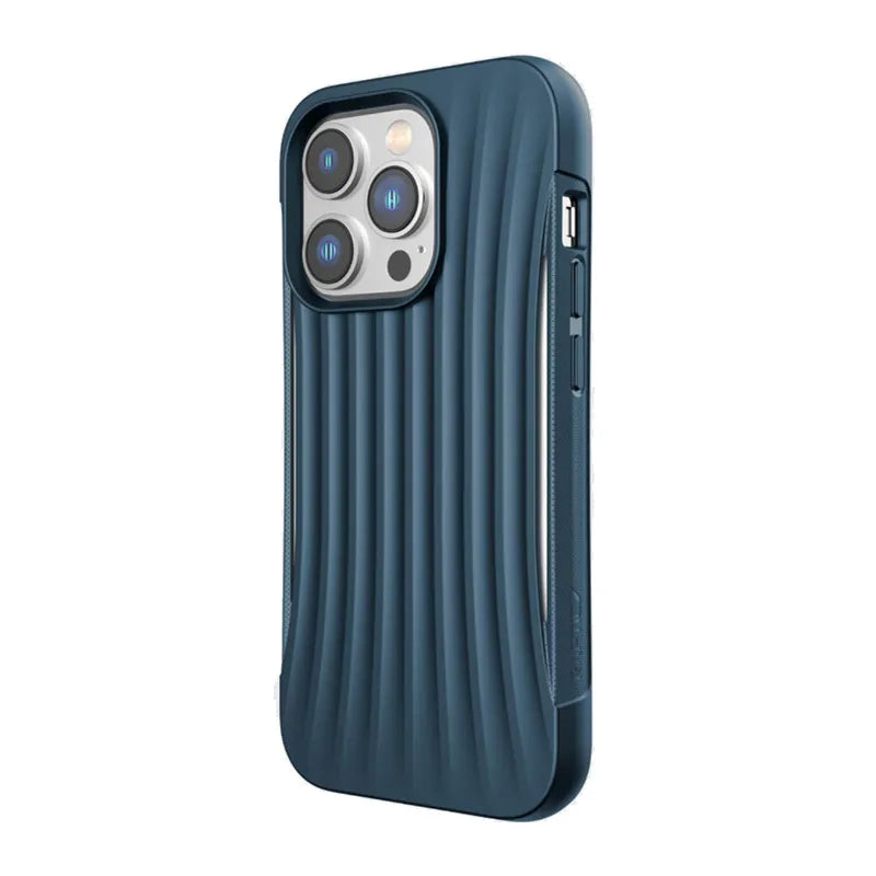 X-Doria Raptic Clutch – biologiškai skaidus dėklas, skirtas iPhone 14 Pro (išbandytas kritimas iš 3m aukščio) (mėlynas)