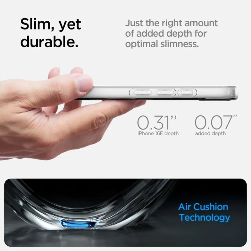 Spigen Liquid Crystal Mag MagSafe – dėklas iPhone 17e / 16e (skaidrus)