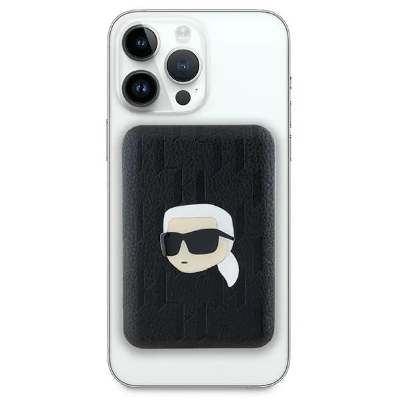 Karl Lagerfeld Karl Head Pin MagSafe – belaidė išorinė baterija 5000 mAh 15 W (juoda)