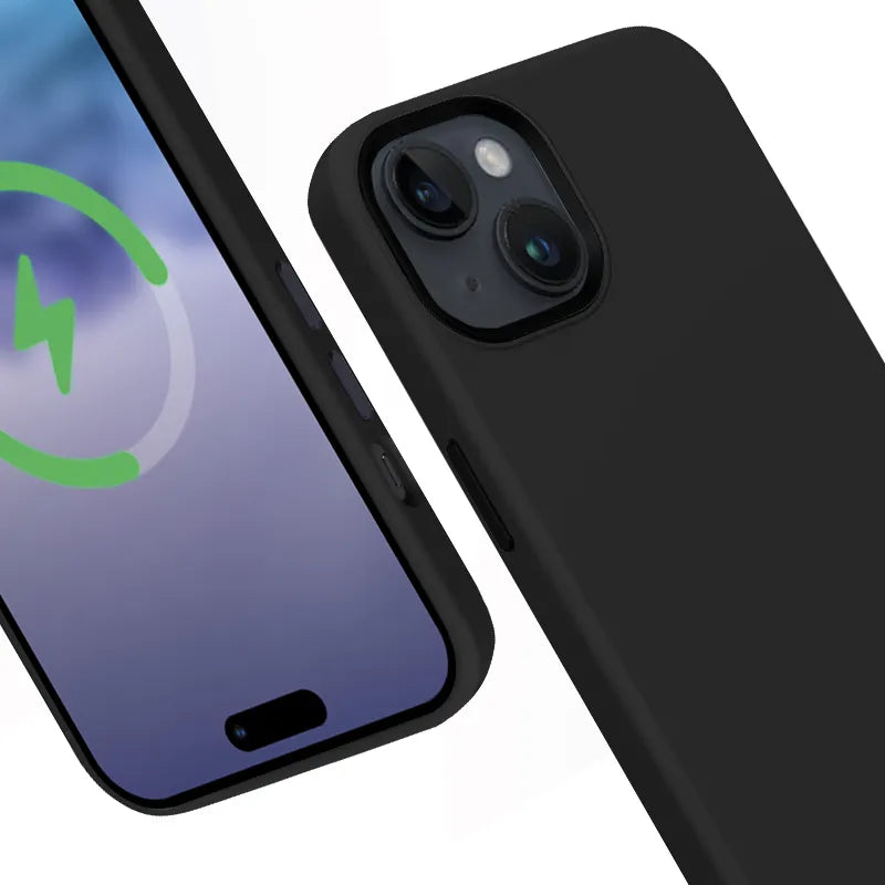 Crong Color Cover LUX Magnetic – iPhone 15 Plus MagSafe dėklas (juodas)