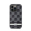 DKNY Leather Checkered Mono Pattern & Printed Stripes – dėklas iPhone 14 Pro (juodas)