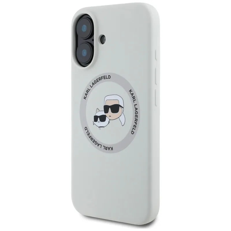 Karl Lagerfeld Silicone Double Heads And Circle MagSafe – Dėklas iPhone 16 (smėlio spalvos)