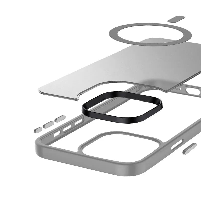 Crong Hybrid Frost MAG Cover – iPhone 15 Pro Max MagSafe dėklas (pilkas)