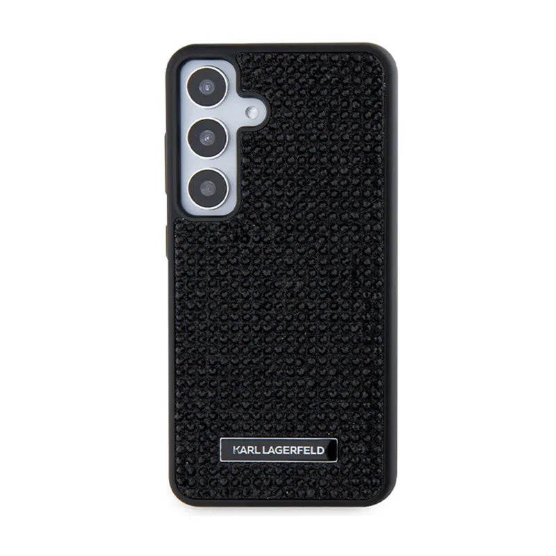 Karl Lagerfeld Rhinestone Metal Logo – dėklas Samsung Galaxy S24+ telefonui (juodas)