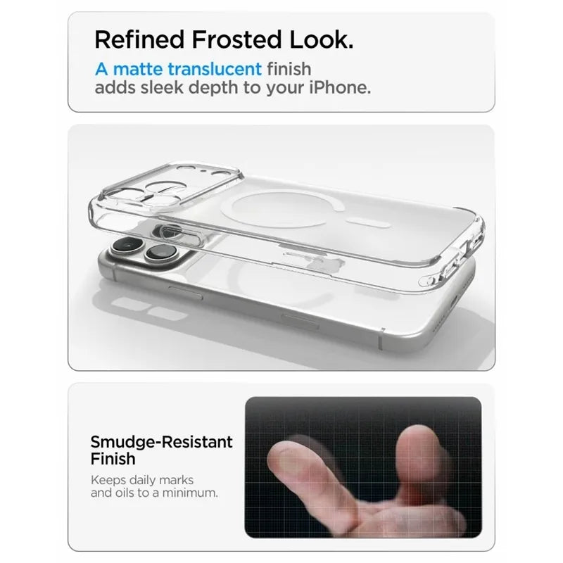 Spigen Ultra Hybrid Mag MagSafe – dėklas, skirtas iPhone 18 Pro / 17 Pro (Frost White)
