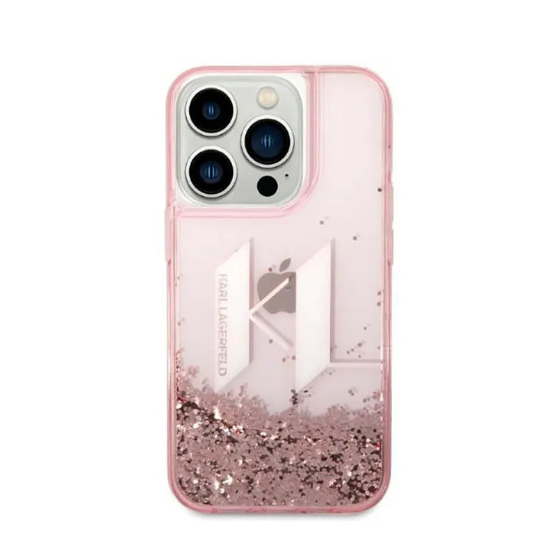 Karl Lagerfeld Liquid Glitter Big Logo dėklas – dėklas iPhone 14 Pro telefonui (rožinis)