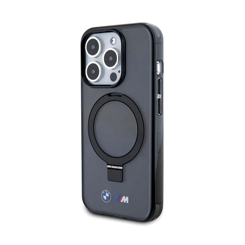 BMW Ring Stand M Collection MagSafe dėklas, skirtas iPhone 15 Pro (juodas)
