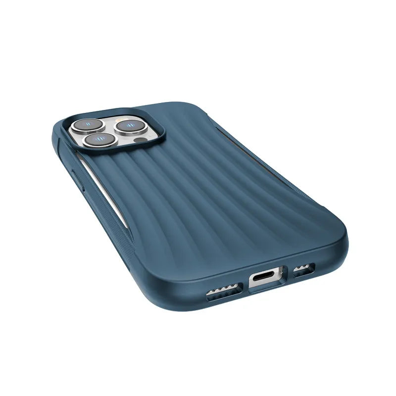 X-Doria Raptic Clutch – biologiškai skaidus dėklas, skirtas iPhone 14 Pro (išbandytas kritimas iš 3m aukščio) (mėlynas)