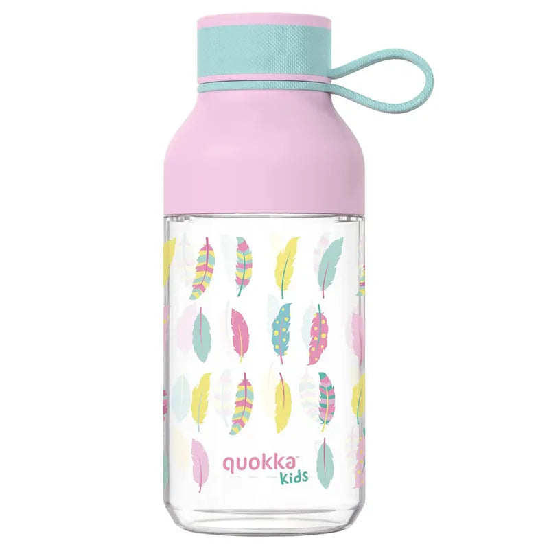 Quokka Ice Kids su dirželiu – 430 ml talpos Ecozen gertuvė su dirželiu (Feathers)