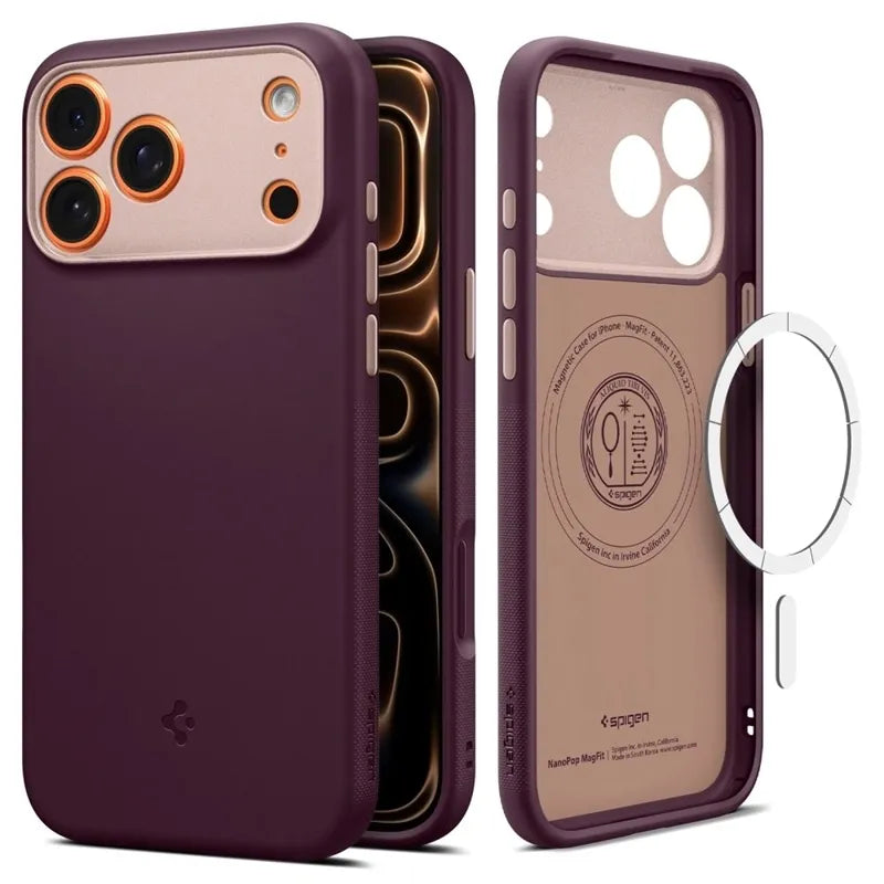 Spigen Nano Pop Mag MagSafe – dėklas iPhone 17 Pro (Burgundy Bean)