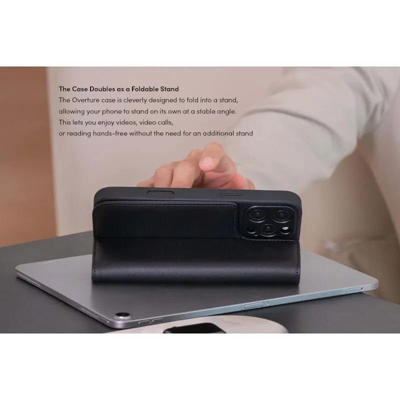 Moshi Overture MagSafe – 3-in-1 odinis atverčiamas dėklas, skirtas iPhone 16 Pro (karamelės ruda)