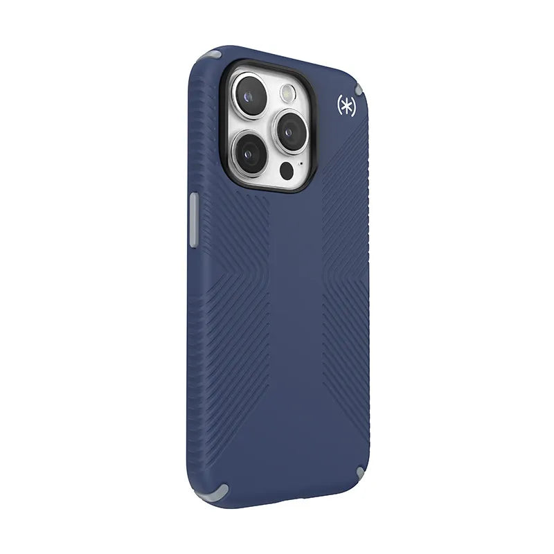 Speck Presidio2 Grip – dėklas iPhone 15 Pro (Coastal Blue / Dust Gray / White)
